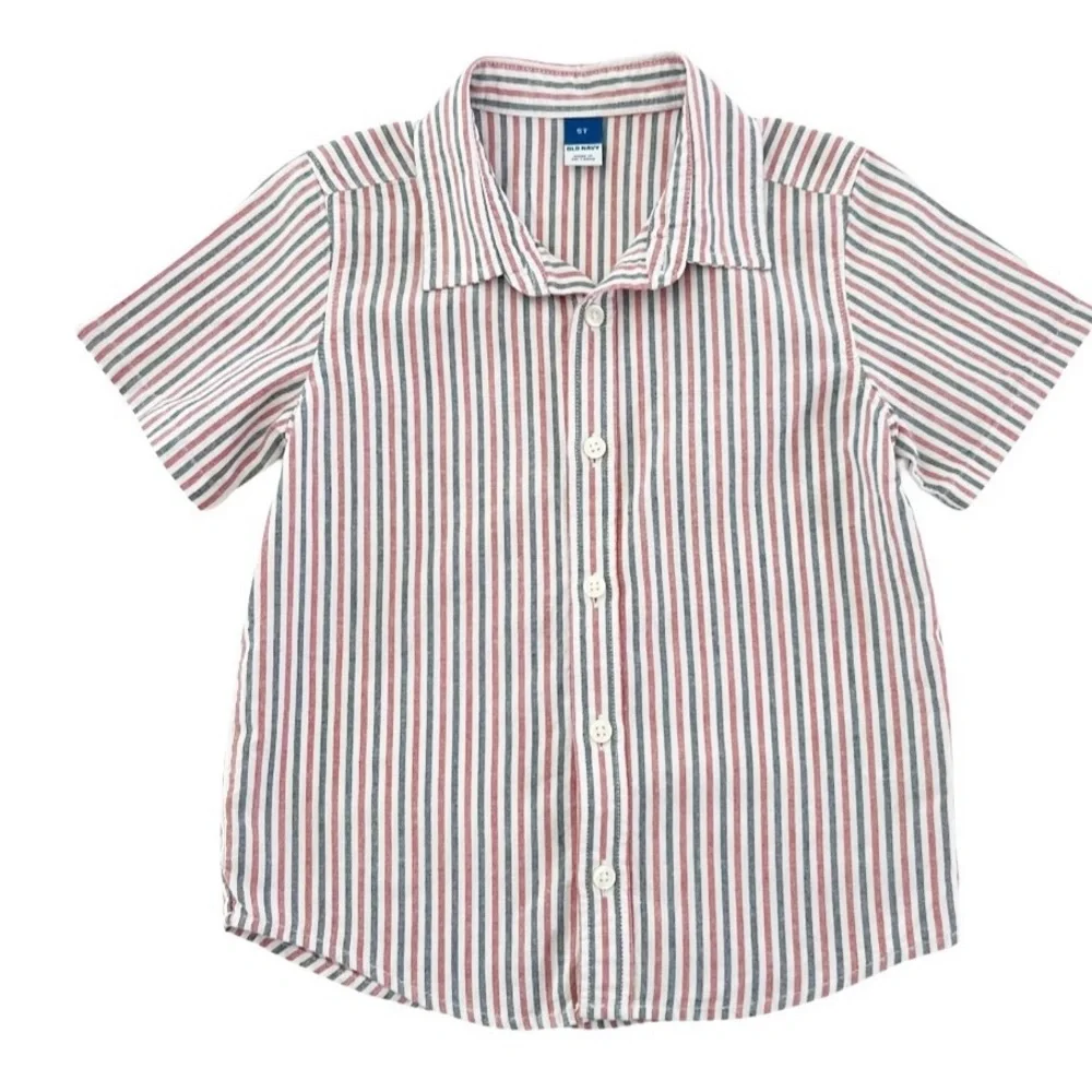 Boys 5T Old Navy Button-Up Striped Short Sleeve Shirt